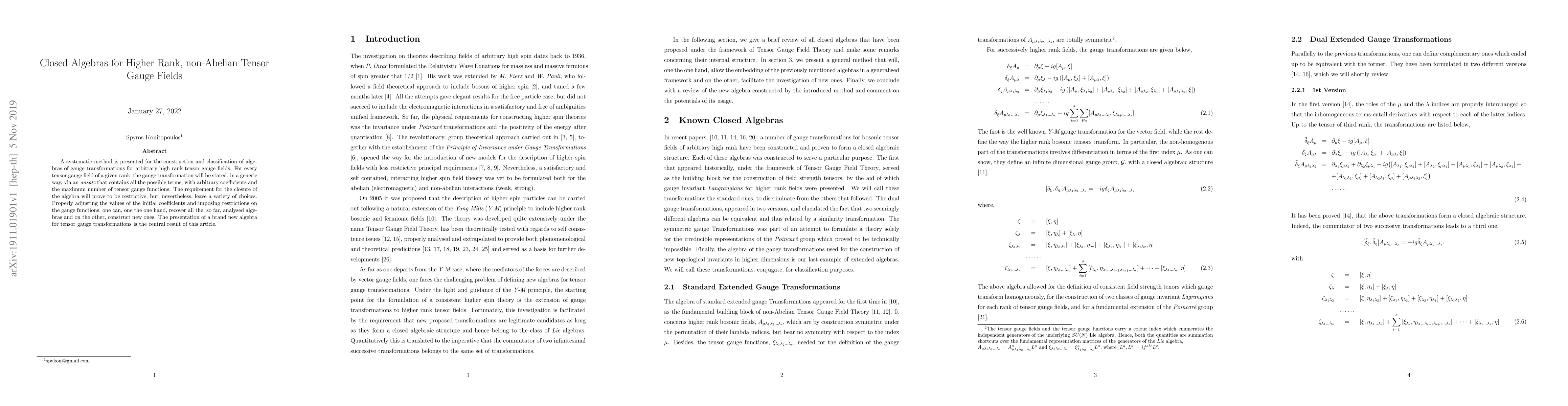 Thumbnail for Closed Algebras for Higher Rank, non-Abelian Tensor Gauge Fields