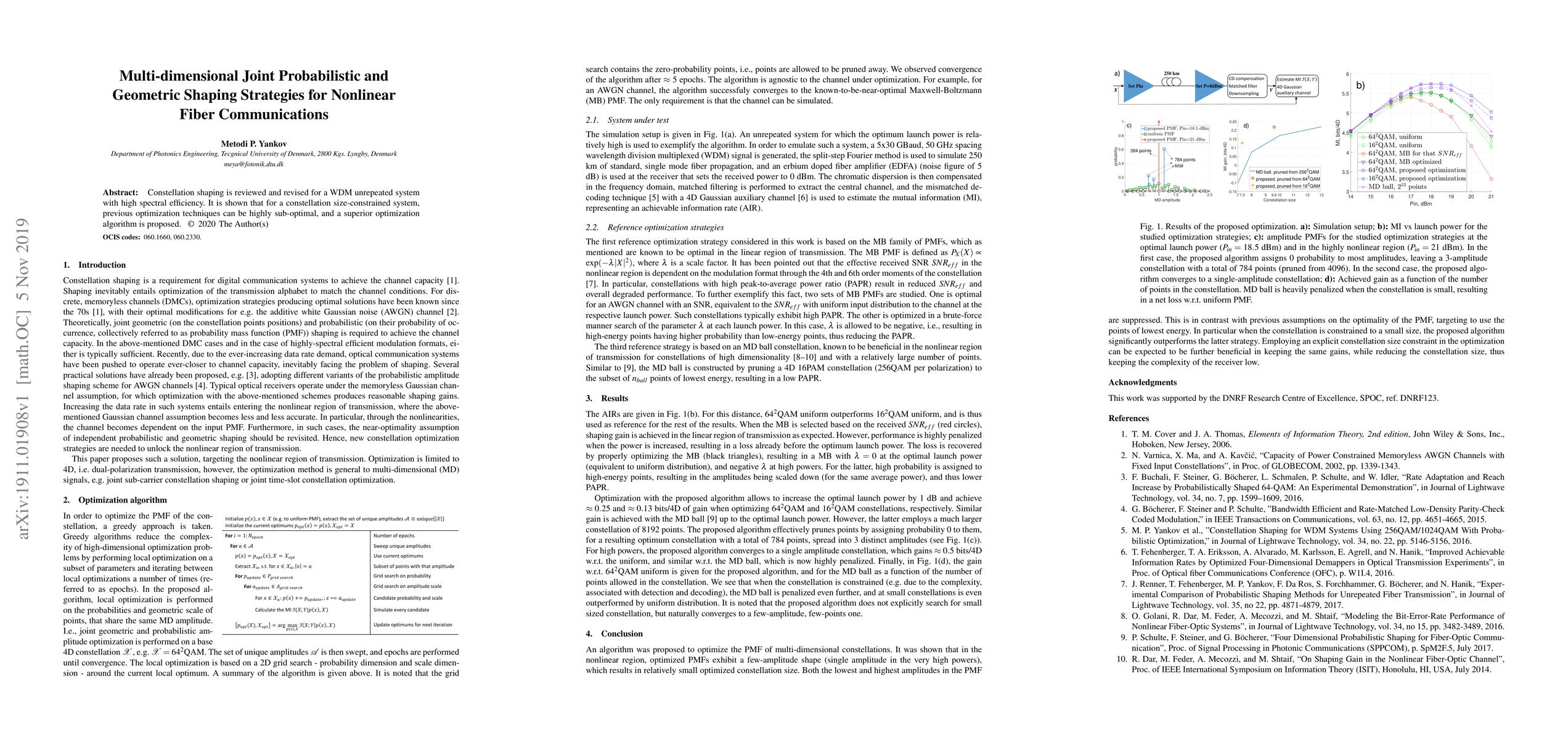Thumbnail for Multi-dimensional Joint Probabilistic and Geometric Shaping Strategies
  for Nonlinear Fiber Communications