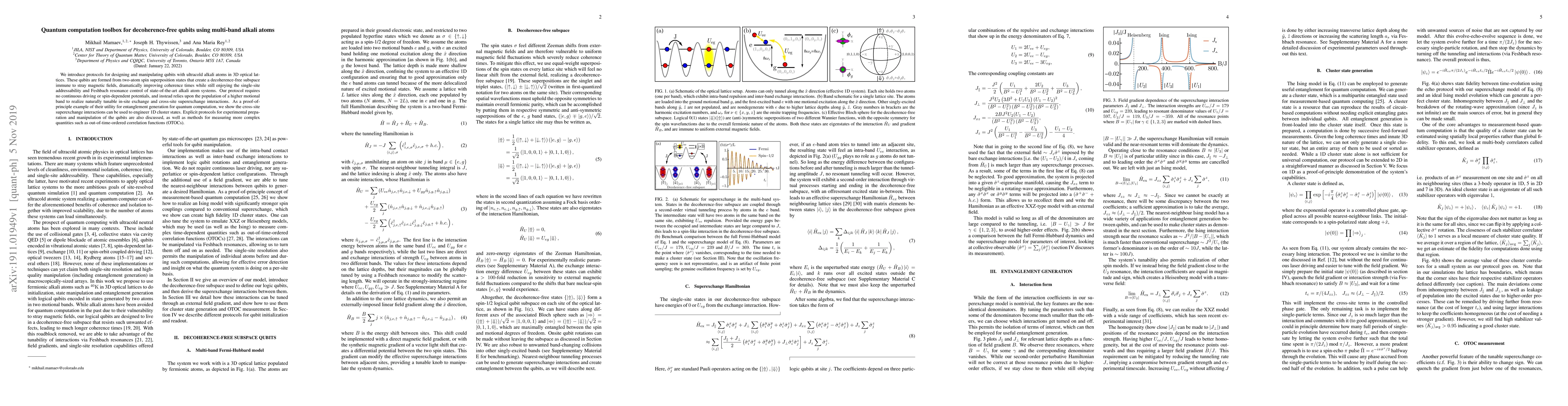 Thumbnail for Quantum computation toolbox for decoherence-free qubits using multi-band
  alkali atoms
