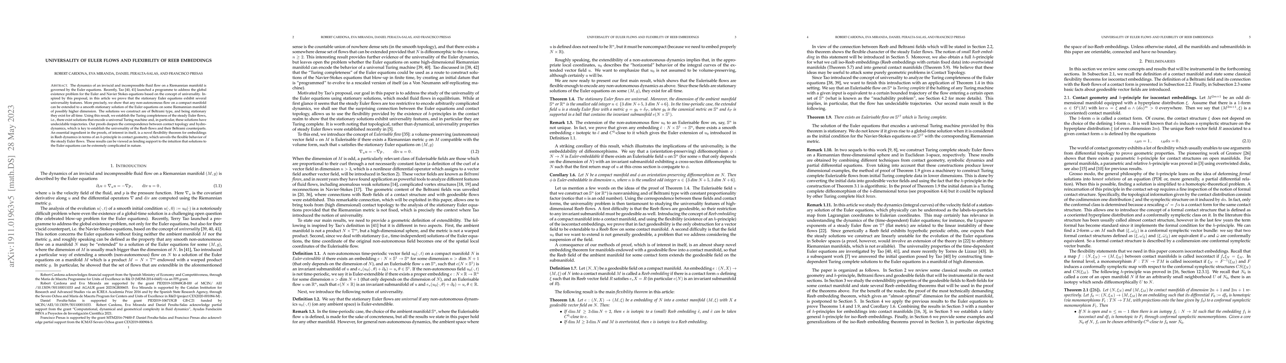 Thumbnail for Universality of Euler flows and flexibility of Reeb embeddings