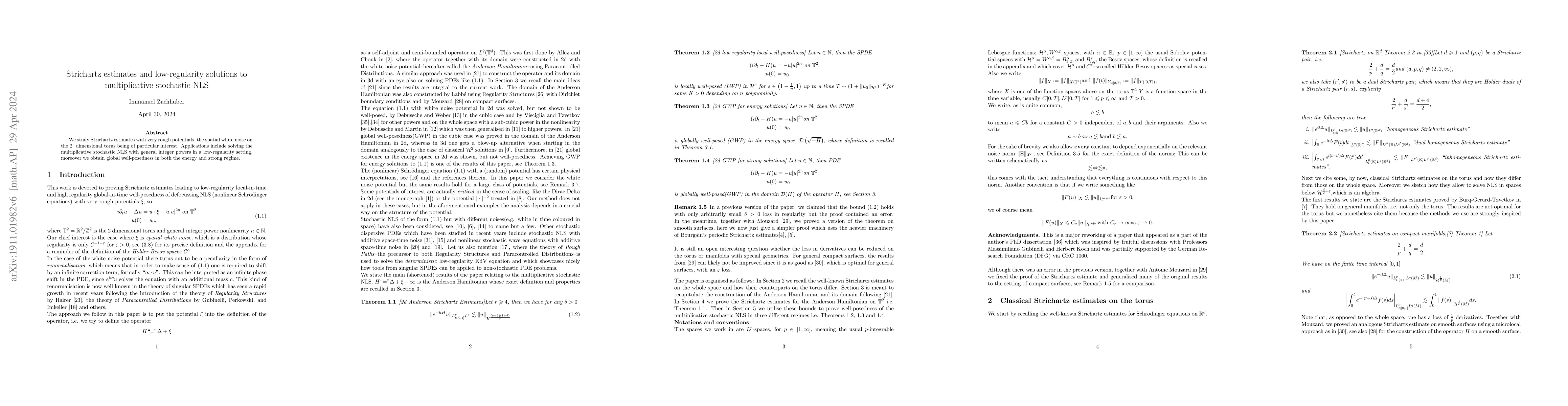 Thumbnail for Strichartz estimates and low-regularity solutions to multiplicative
  stochastic NLS