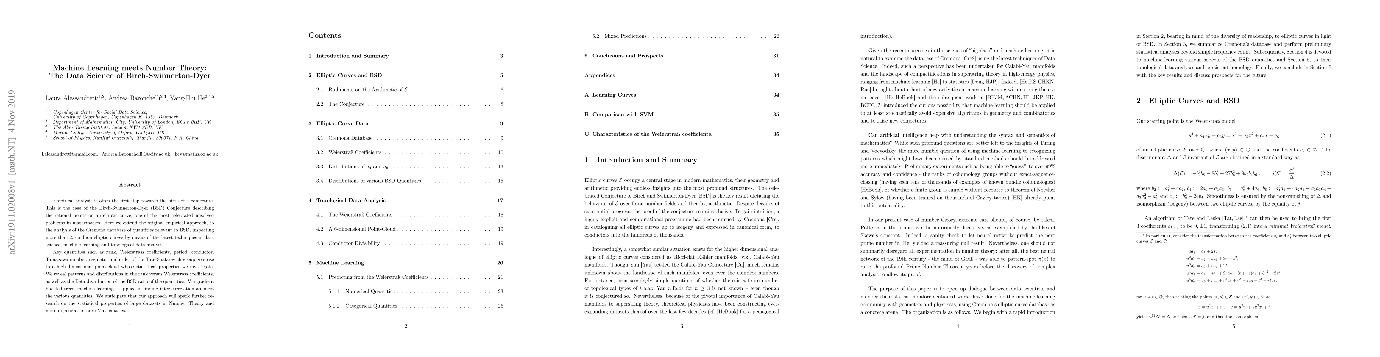 Thumbnail for Machine Learning meets Number Theory: The Data Science of
  Birch-Swinnerton-Dyer