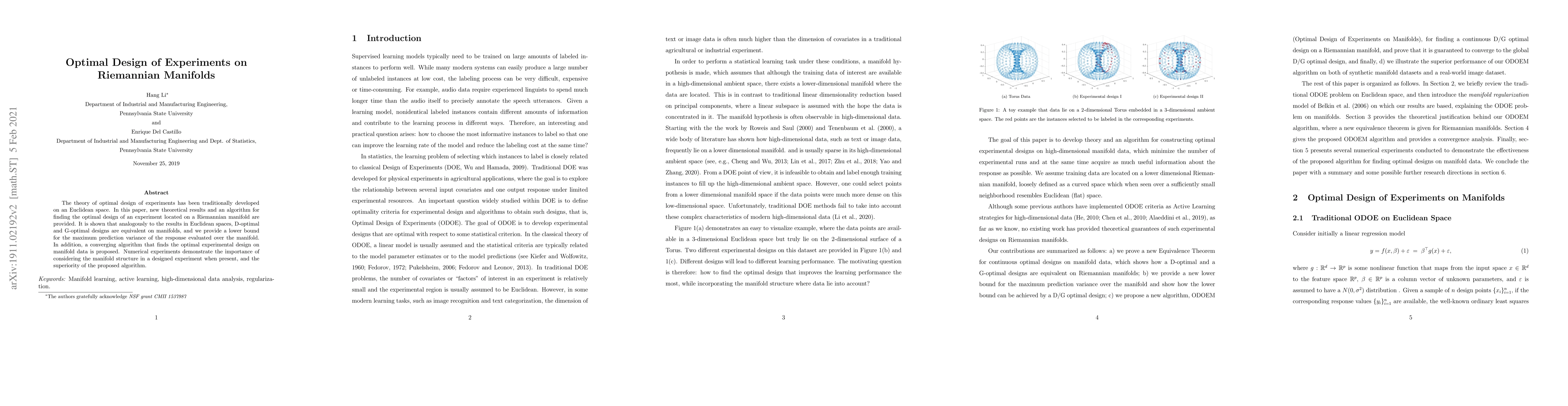 Thumbnail for Optimal Design of Experiments on Riemannian Manifolds