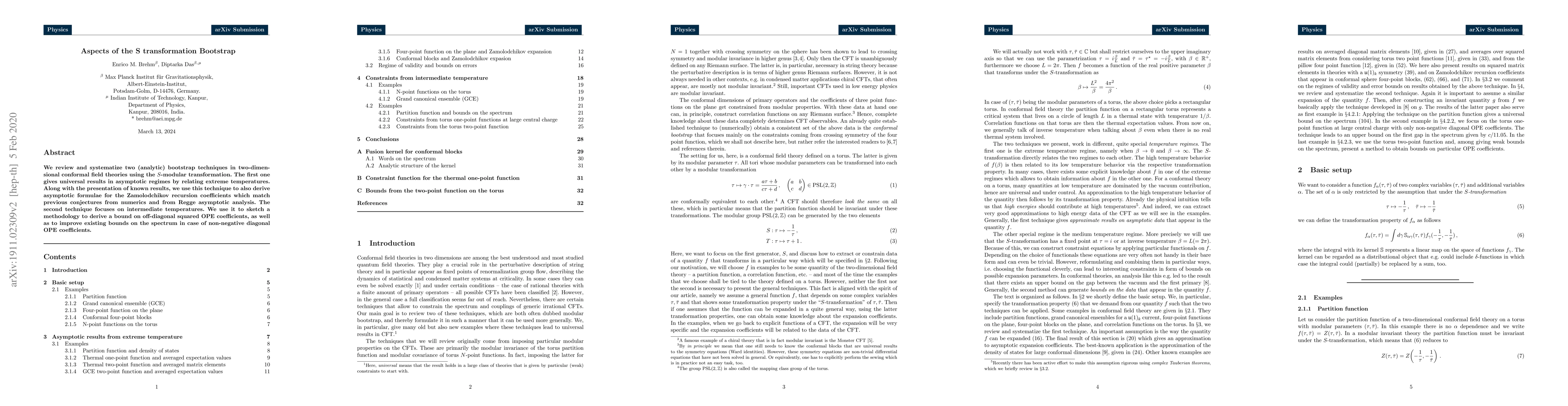 Thumbnail for Aspects of the S transformation Bootstrap