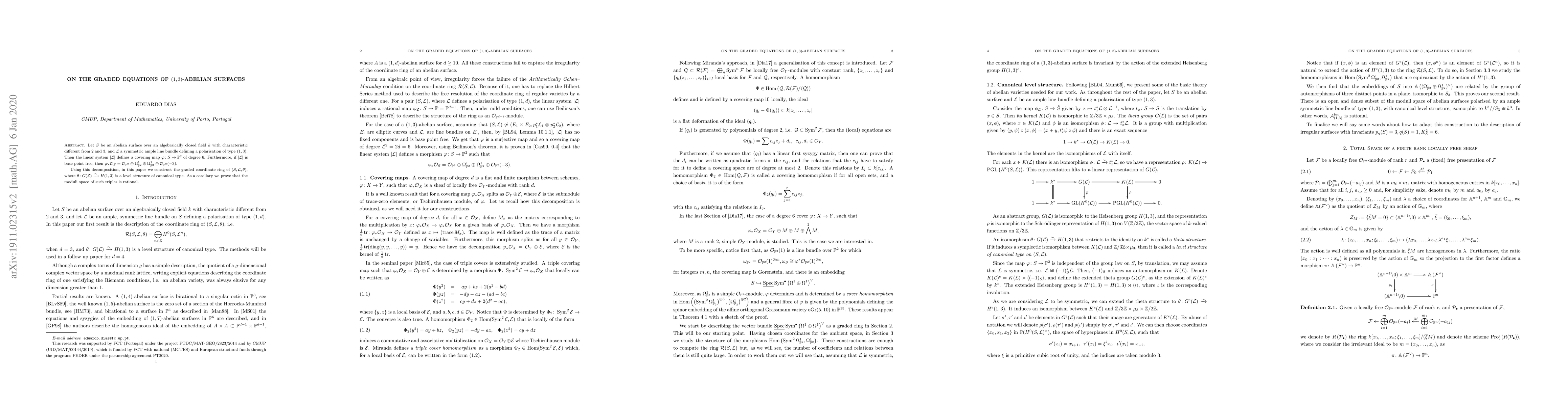 Thumbnail for On the Graded Equations of (1,3)-Abelian Surfaces