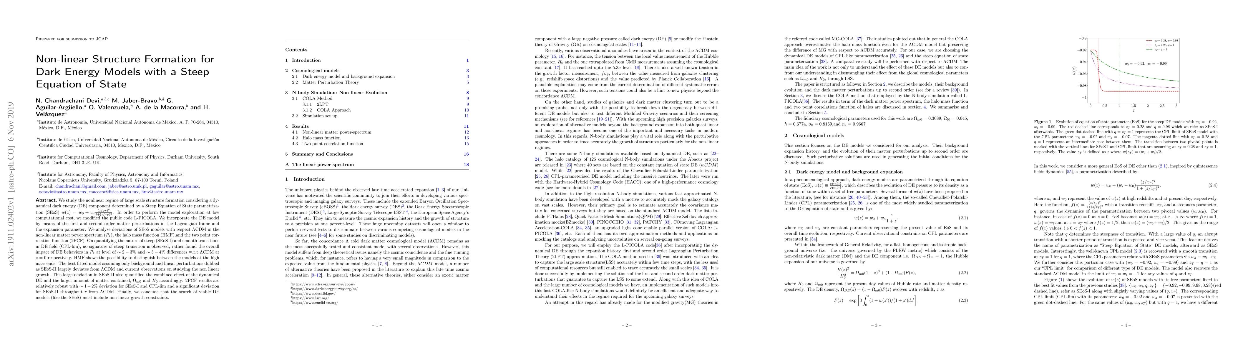 Thumbnail for Non-linear Structure Formation for Dark Energy Models with a Steep
  Equation of State