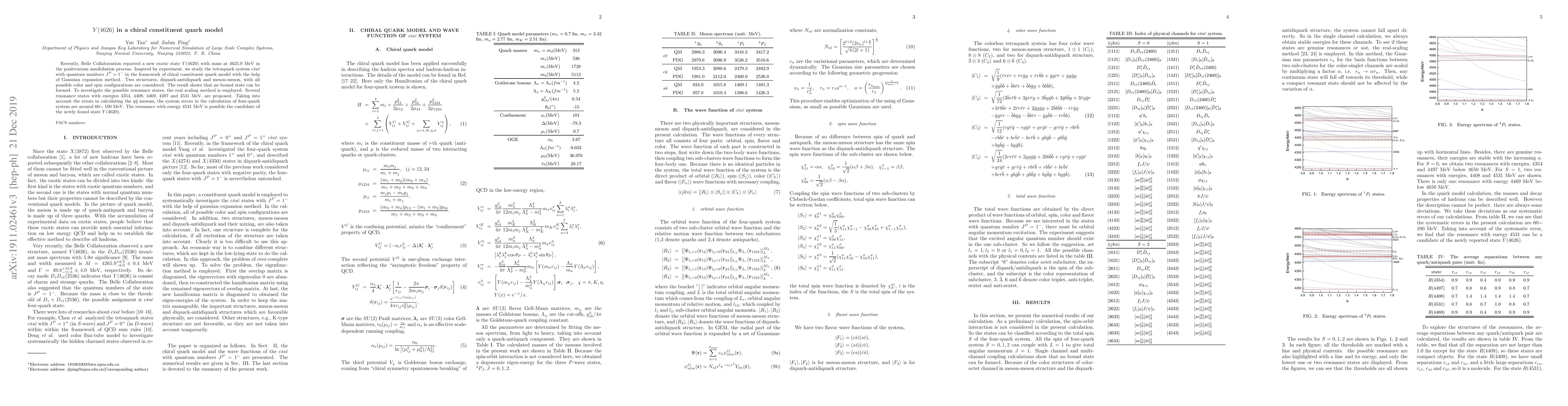 Thumbnail for $Y(4626)$ in a chiral constituent quark model