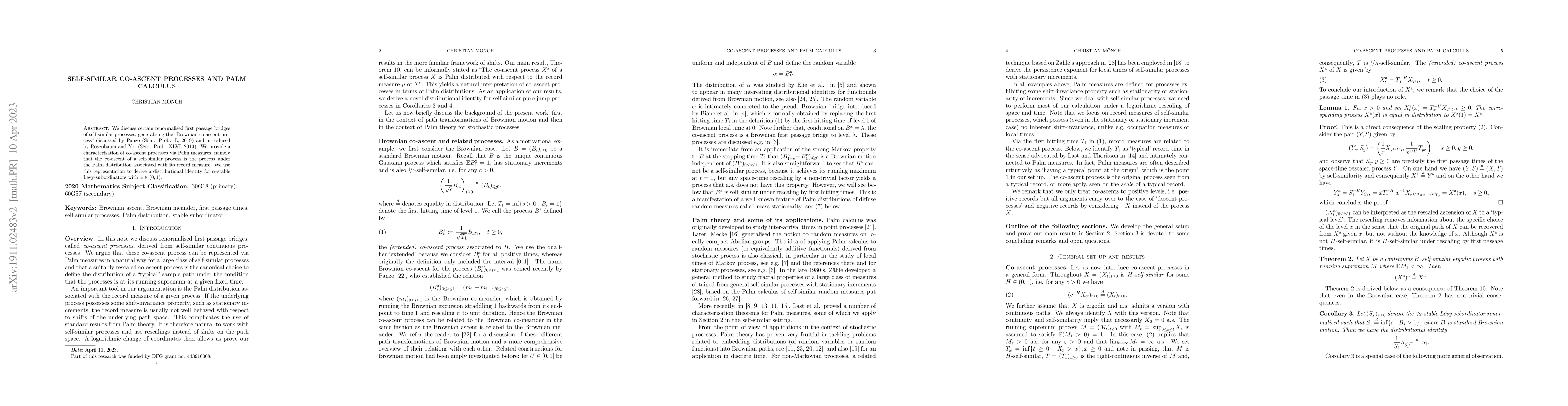 Thumbnail for Self-similar co-ascent processes and Palm calculus