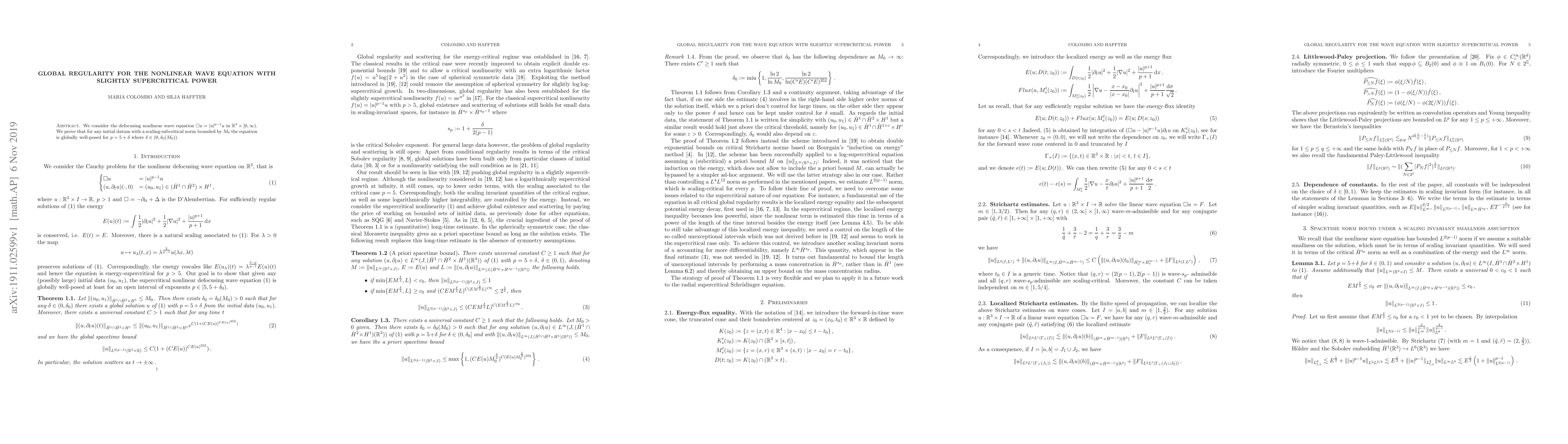 Thumbnail for Global regularity for the nonlinear wave equation with slightly
  supercritical power