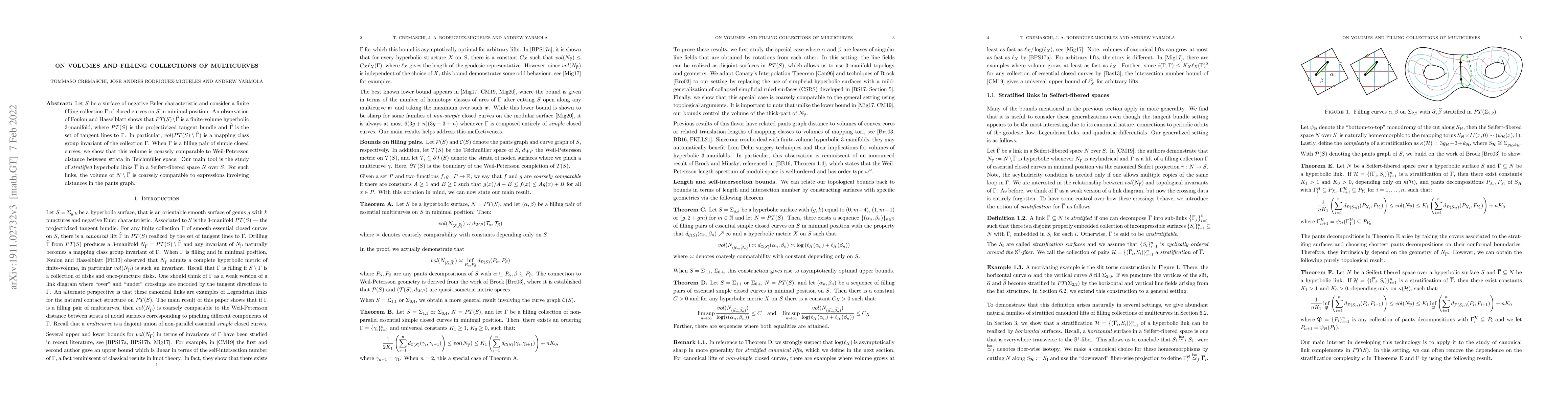 Thumbnail for On volumes and filling collections of multicurves