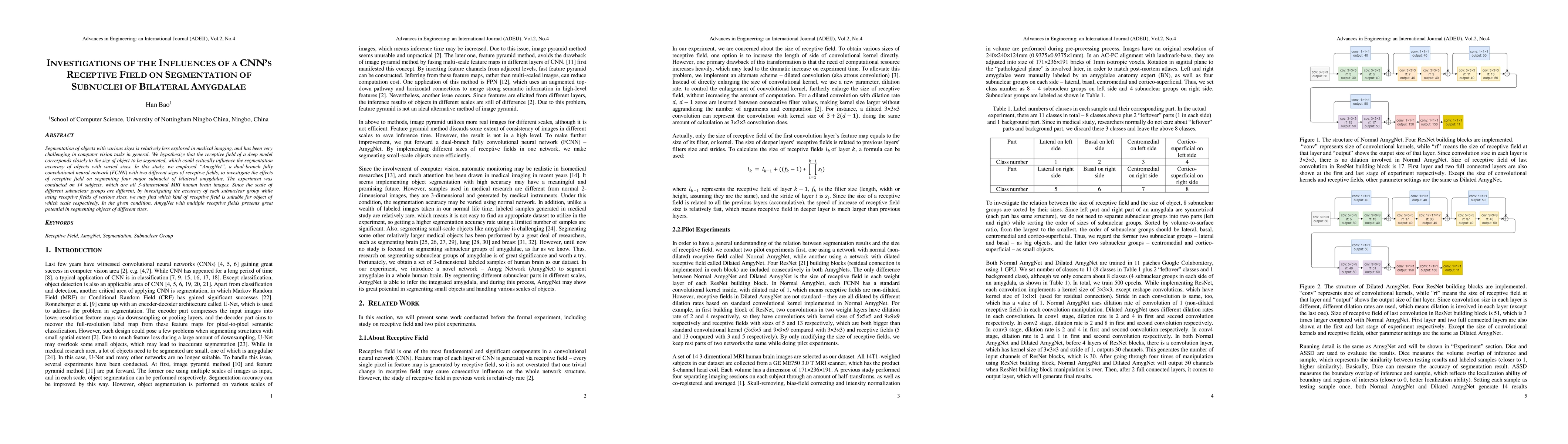 Thumbnail for Investigations of the Influences of a CNN's Receptive Field on
  Segmentation of Subnuclei of Bilateral Amygdalae