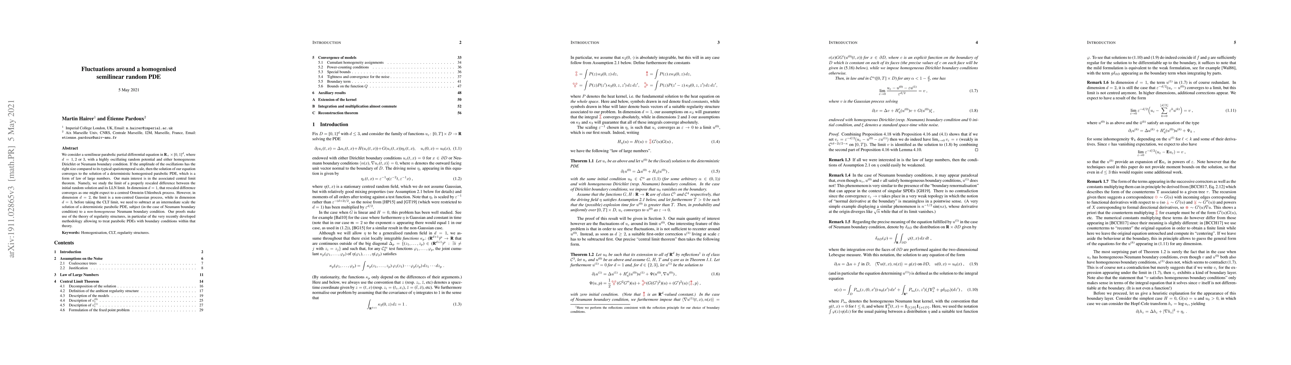 Thumbnail for Fluctuations around a homogenised semilinear random PDE