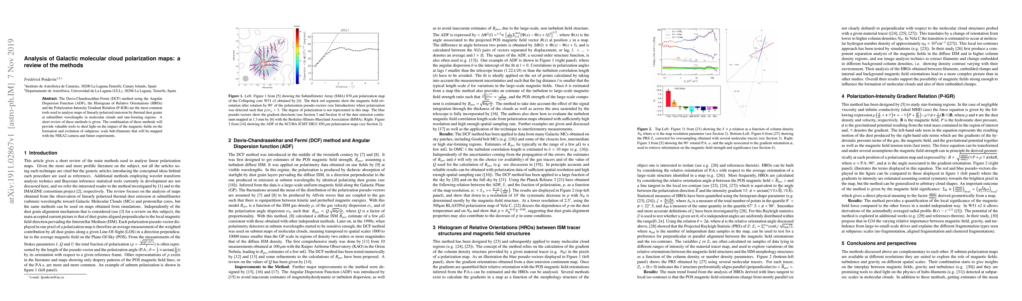 Thumbnail for Analysis of Galactic molecular cloud polarization maps: a review of the
  methods