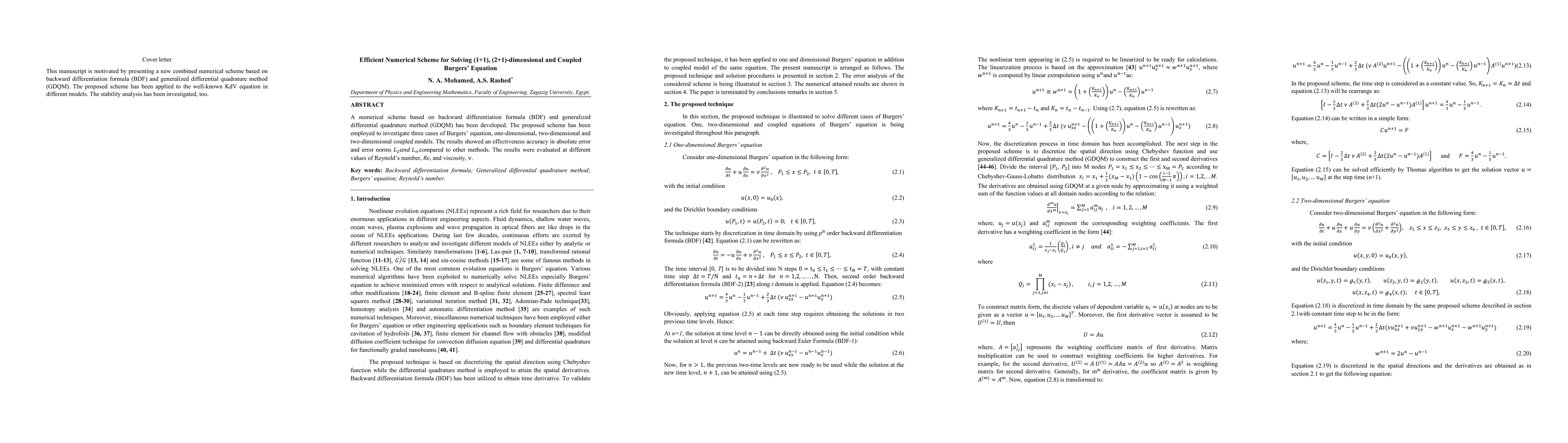 Thumbnail for Efficient Numerical Scheme for Solving (1+1), (2+1)-dimensional and
  Coupled Burgers Equation