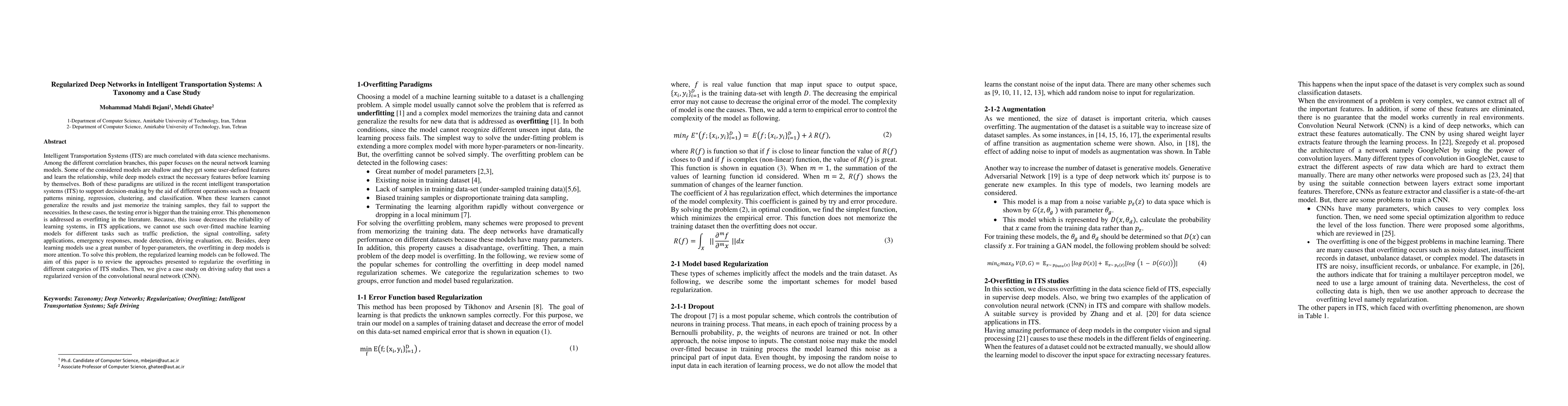 Thumbnail for Regularized Deep Networks in Intelligent Transportation Systems: A
  Taxonomy and a Case Study