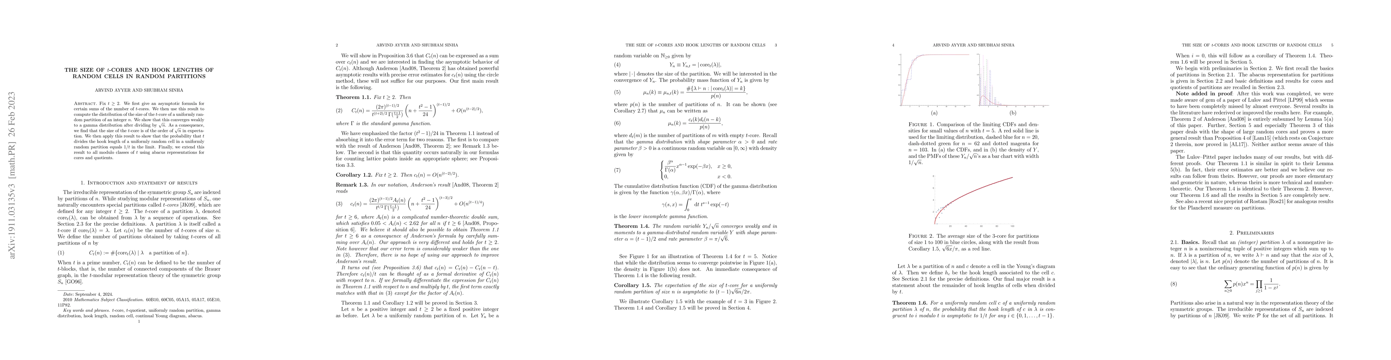 Thumbnail for The size of $t$-cores and hook lengths of random cells in random
  partitions