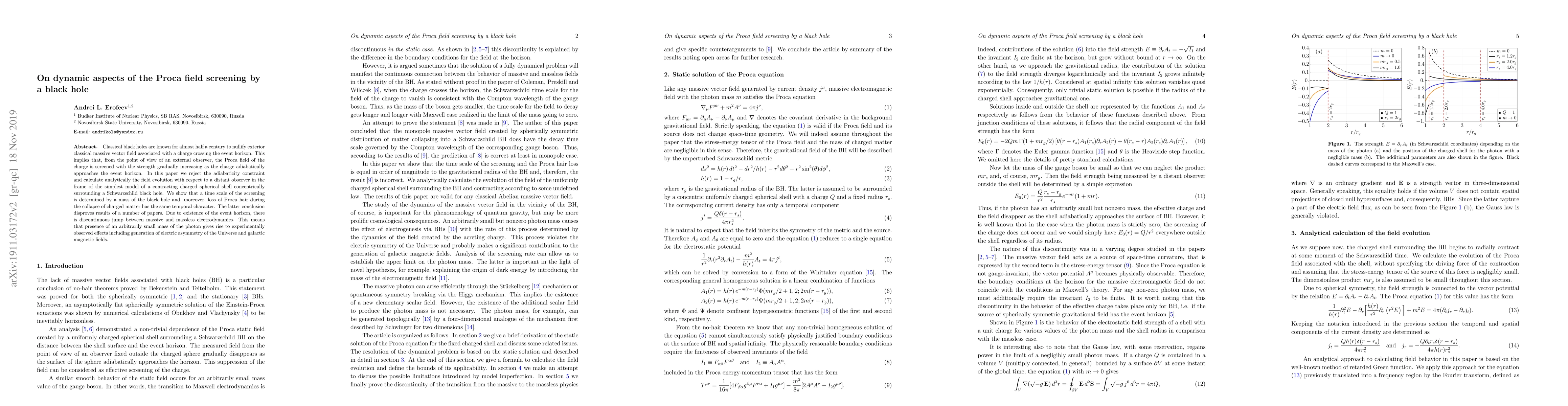 Thumbnail for On dynamic aspects of the Proca field screening by a black hole