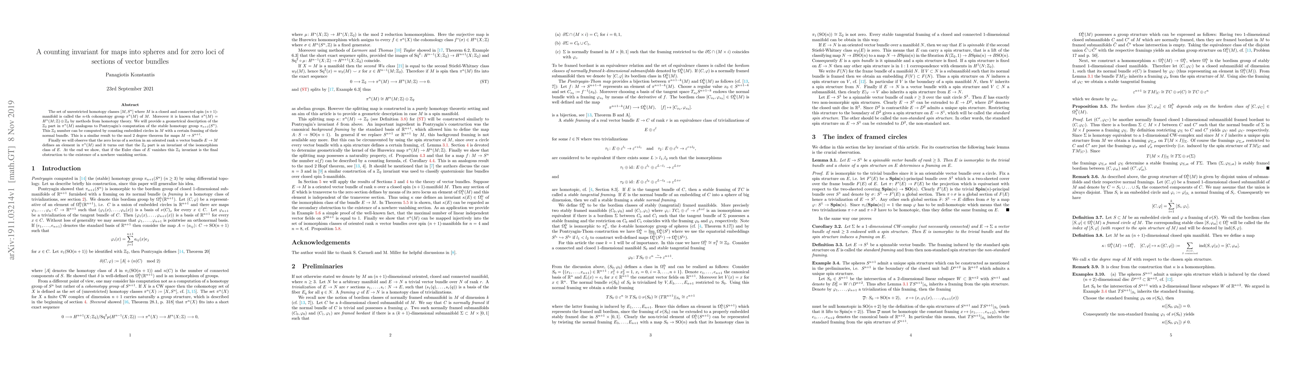 Thumbnail for A counting invariant for maps into spheres and for zero loci of sections
  of vector bundles
