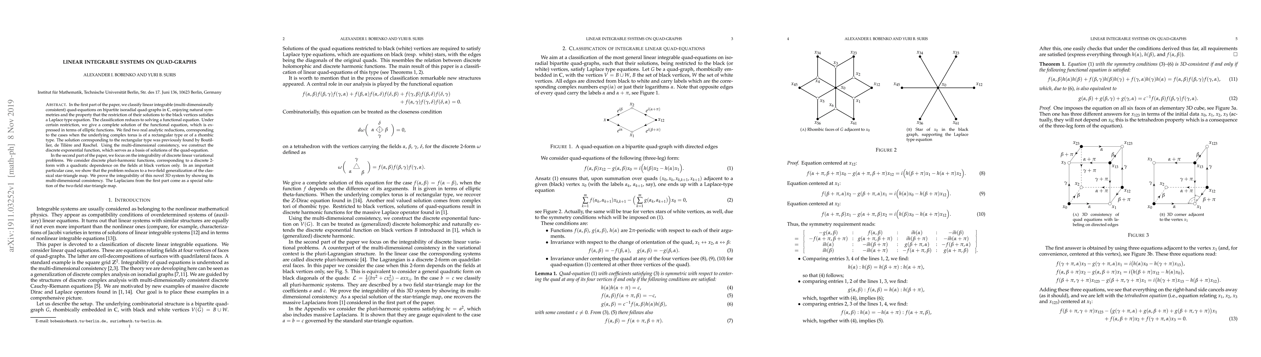 Thumbnail for Linear integrable systems on quad-graphs