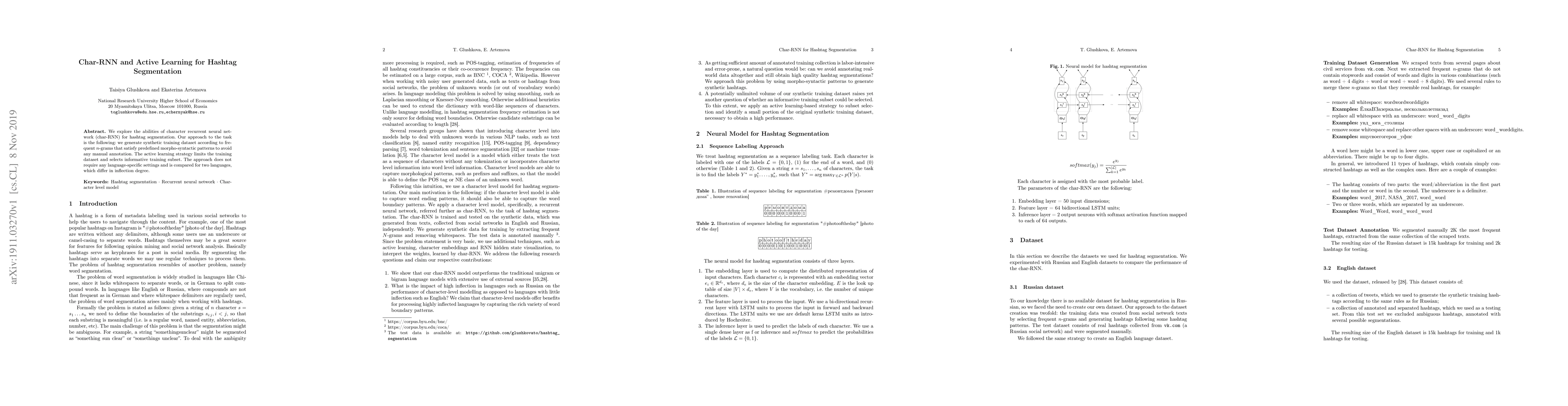 Thumbnail for Char-RNN and Active Learning for Hashtag Segmentation
