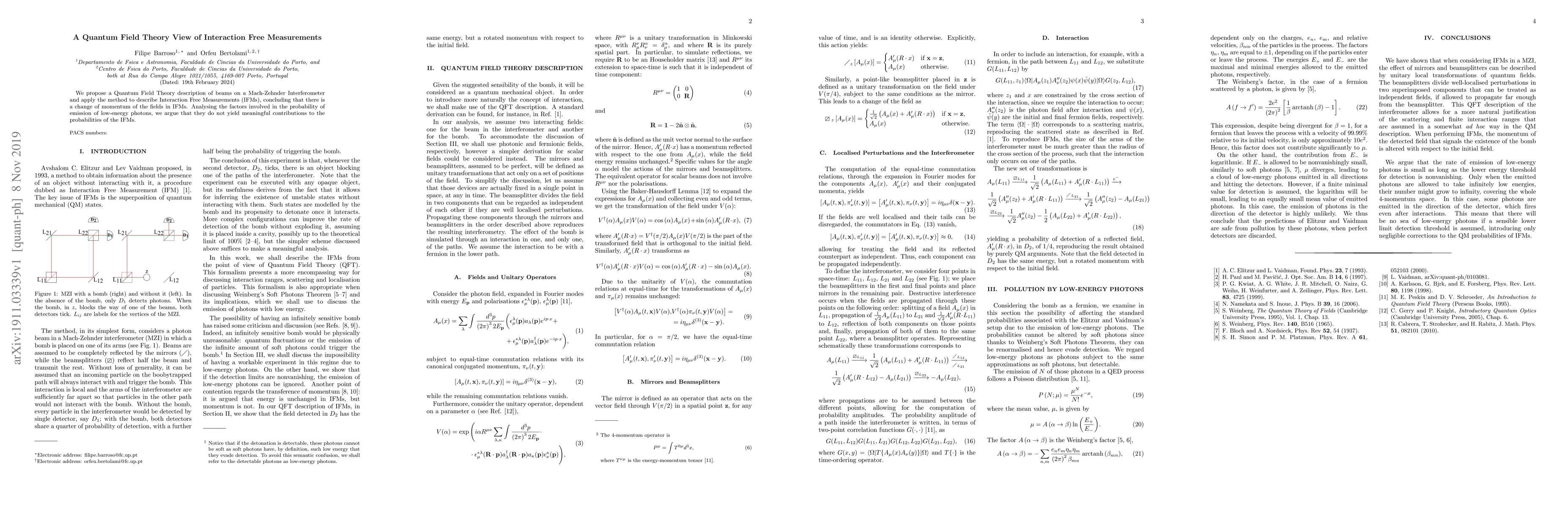 Thumbnail for A Quantum Field Theory View of Interaction Free Measurements
