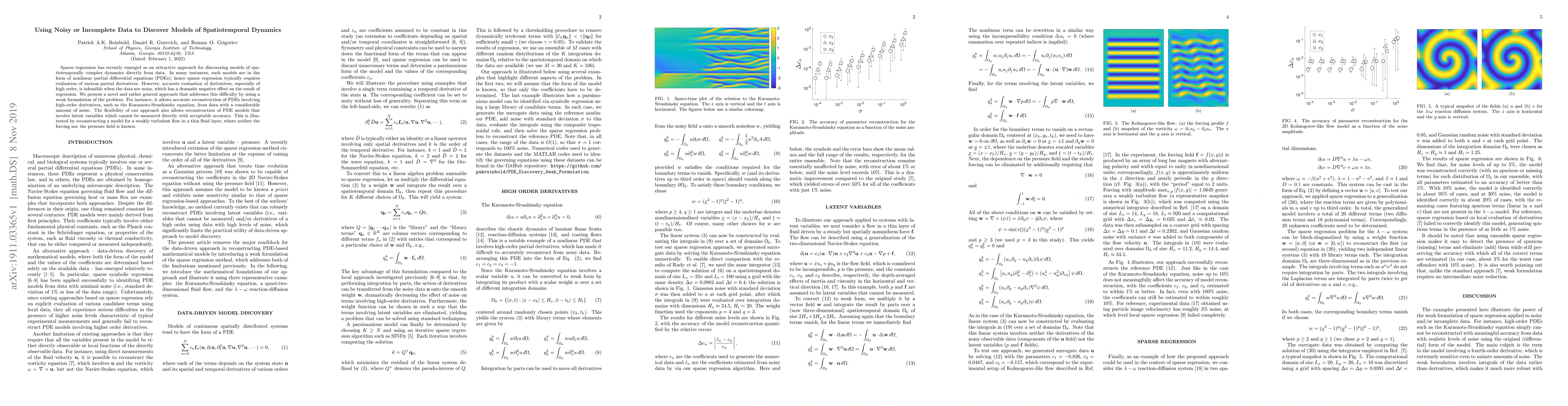 Thumbnail for Using Noisy or Incomplete Data to Discover Models of Spatiotemporal
  Dynamics