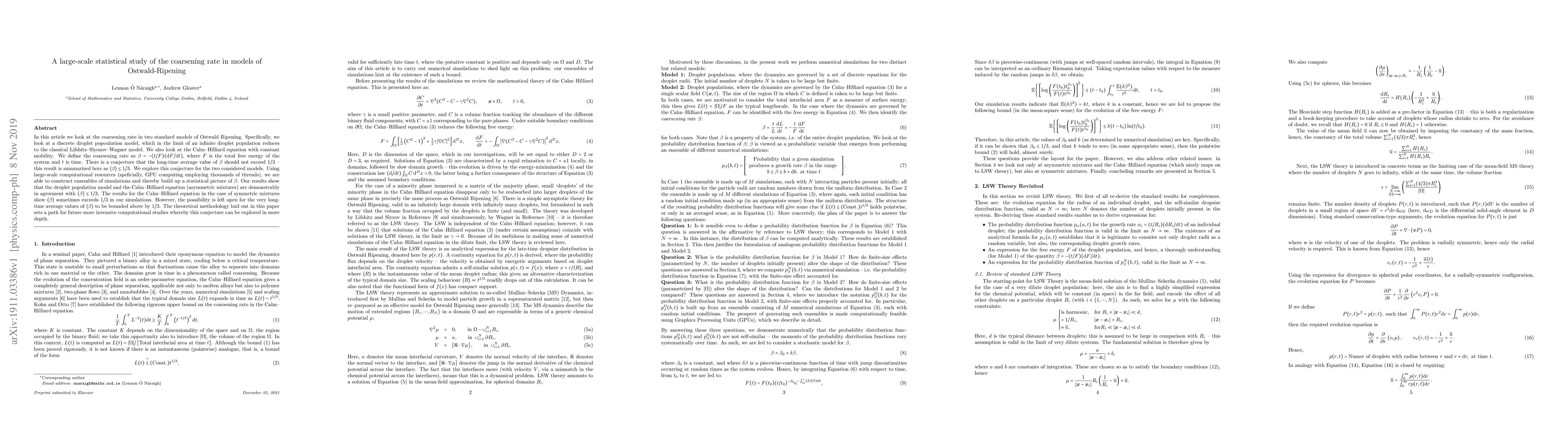 Thumbnail for A large-scale statistical study of the coarsening rate in models of
  Ostwald-Ripening