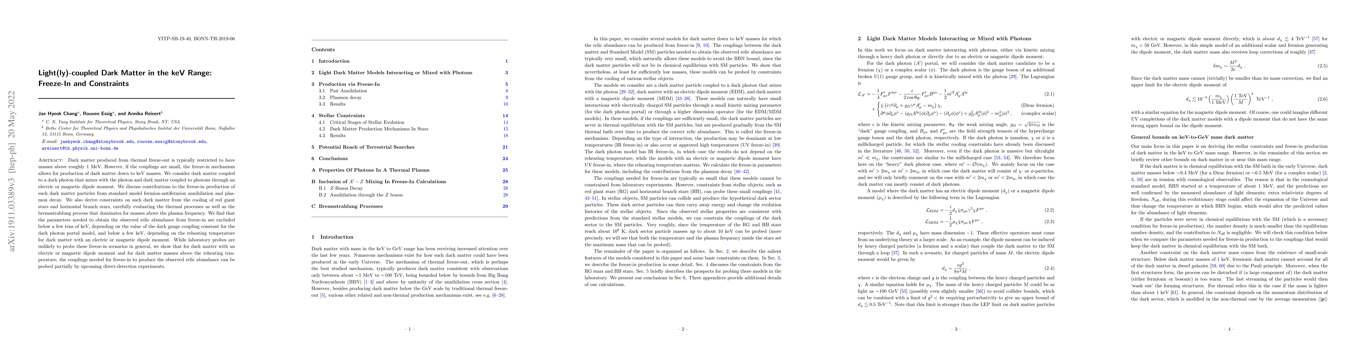 Thumbnail for Light(ly)-coupled Dark Matter in the keV Range: Freeze-In and
  Constraints