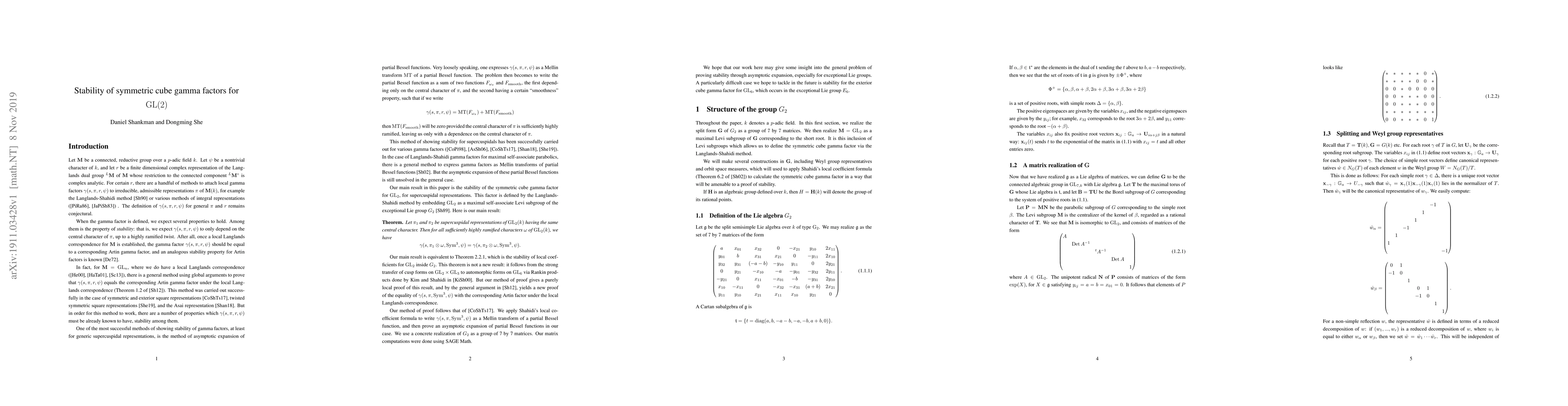 Thumbnail for Stability of symmetric cube gamma factors for GL(2)