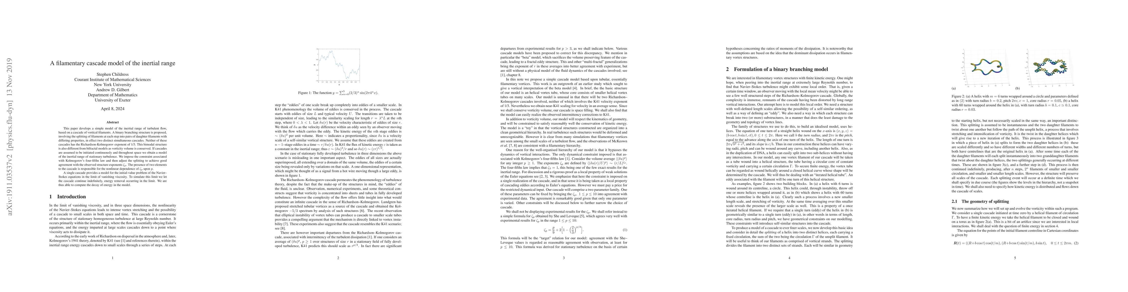 Thumbnail for A filamentary cascade model of the inertial range