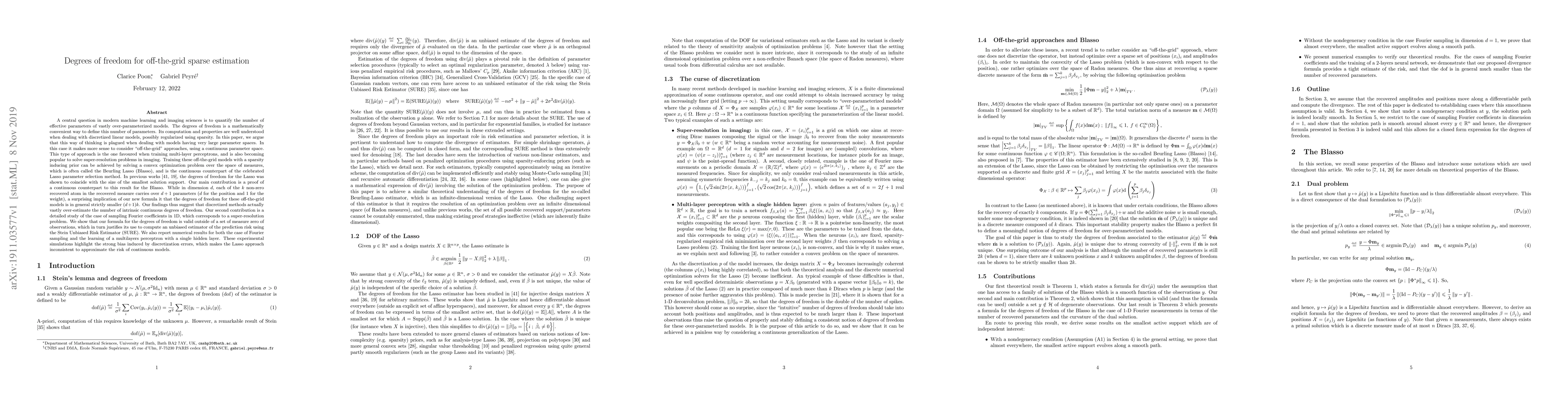 Thumbnail for Degrees of freedom for off-the-grid sparse estimation