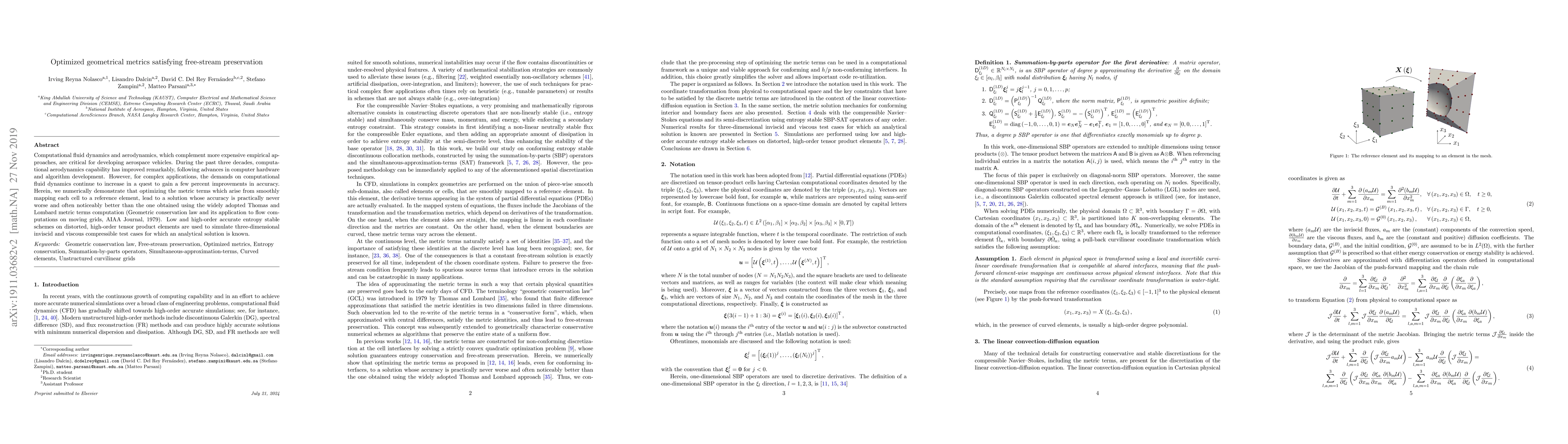 Thumbnail for Optimized geometrical metrics satisfying free-stream preservation
