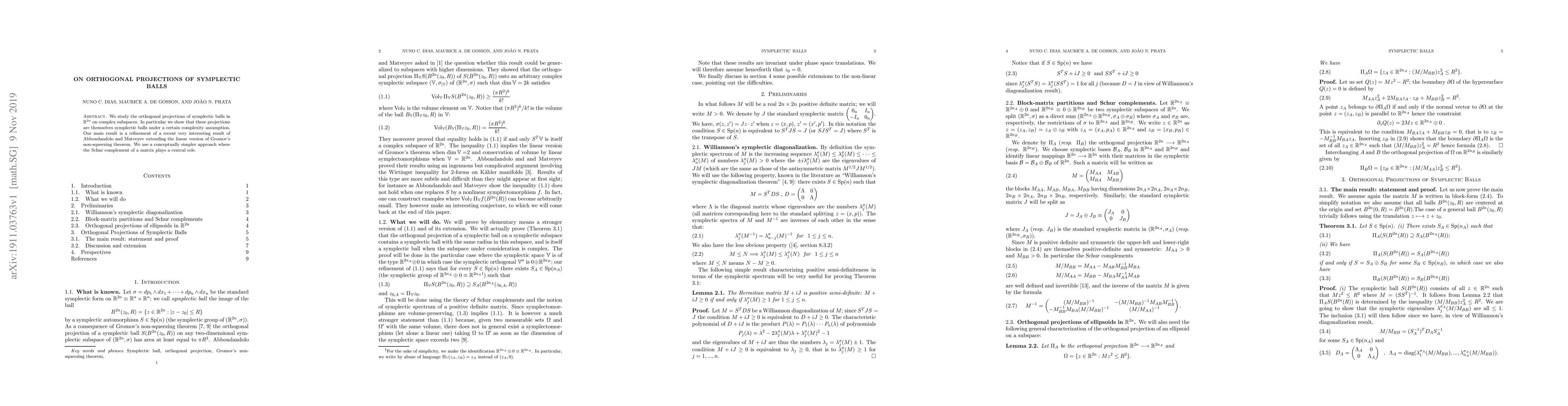 Thumbnail for On Orthogonal Projections of Symplectic balls