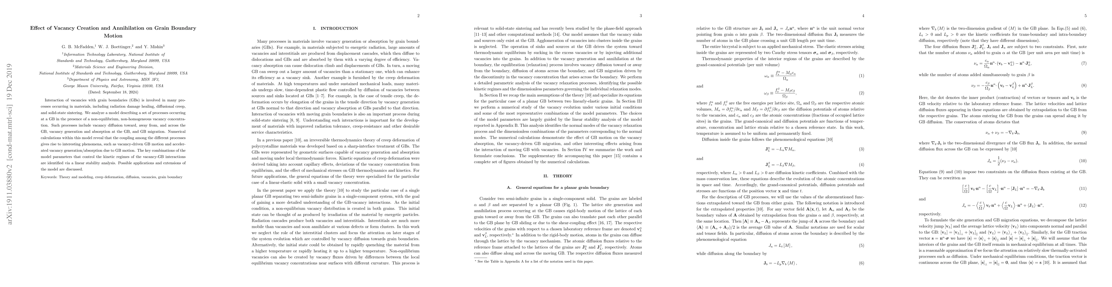 Thumbnail for Effect of Vacancy Creation and Annihilation on Grain Boundary Motion