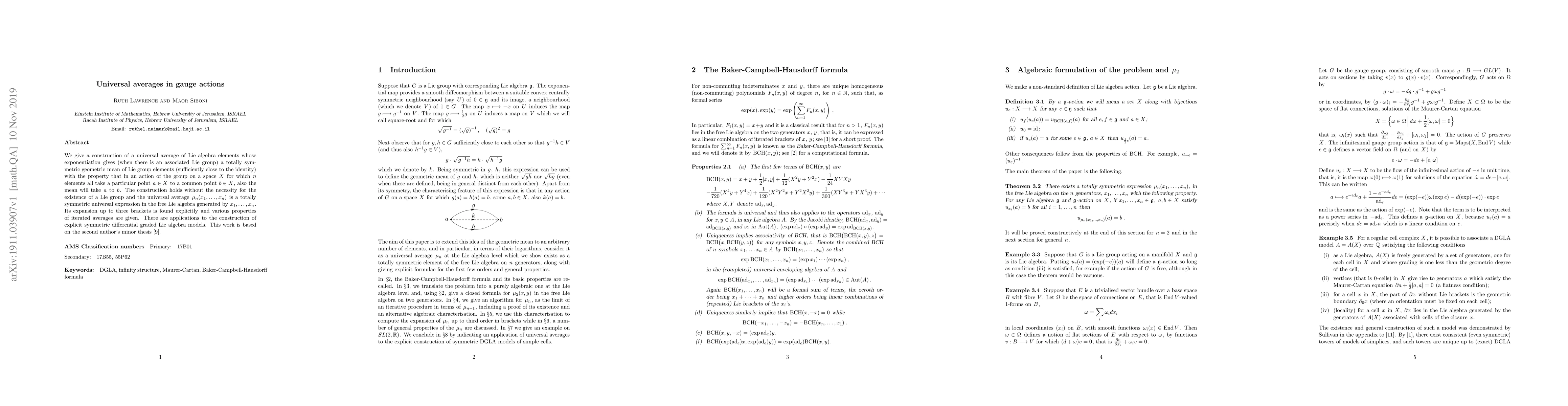 Thumbnail for Universal averages in gauge actions