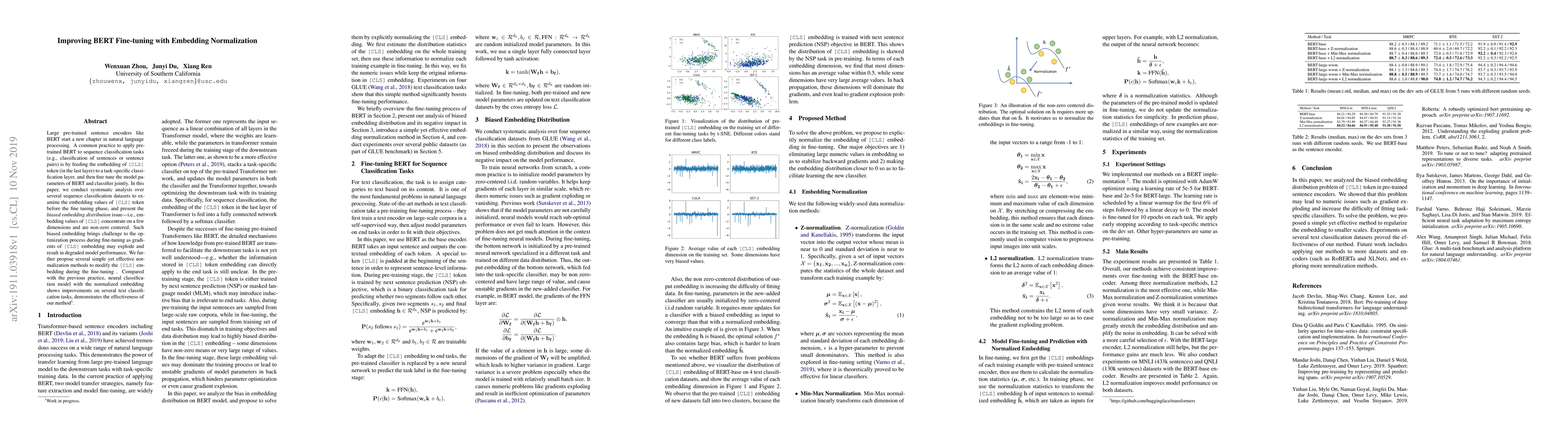 Thumbnail for Improving BERT Fine-tuning with Embedding Normalization