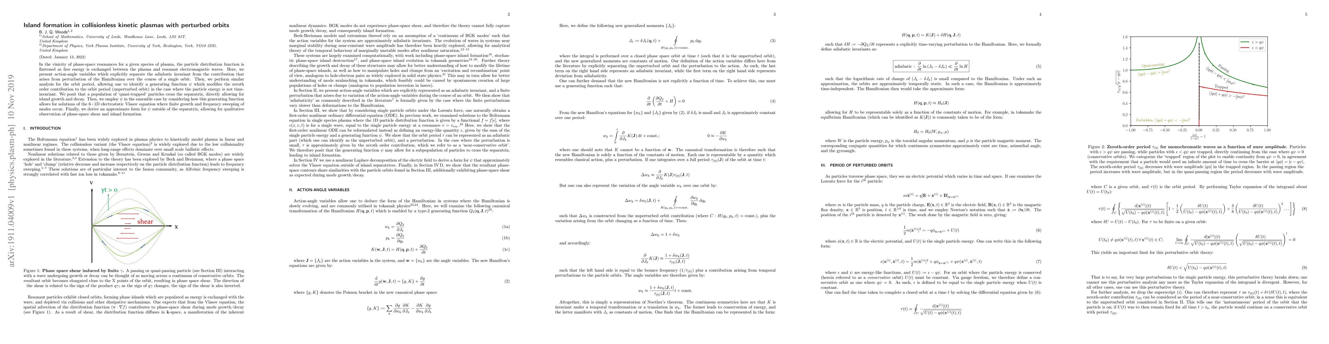 Thumbnail for Island formation in collisionless kinetic plasmas with perturbed orbits