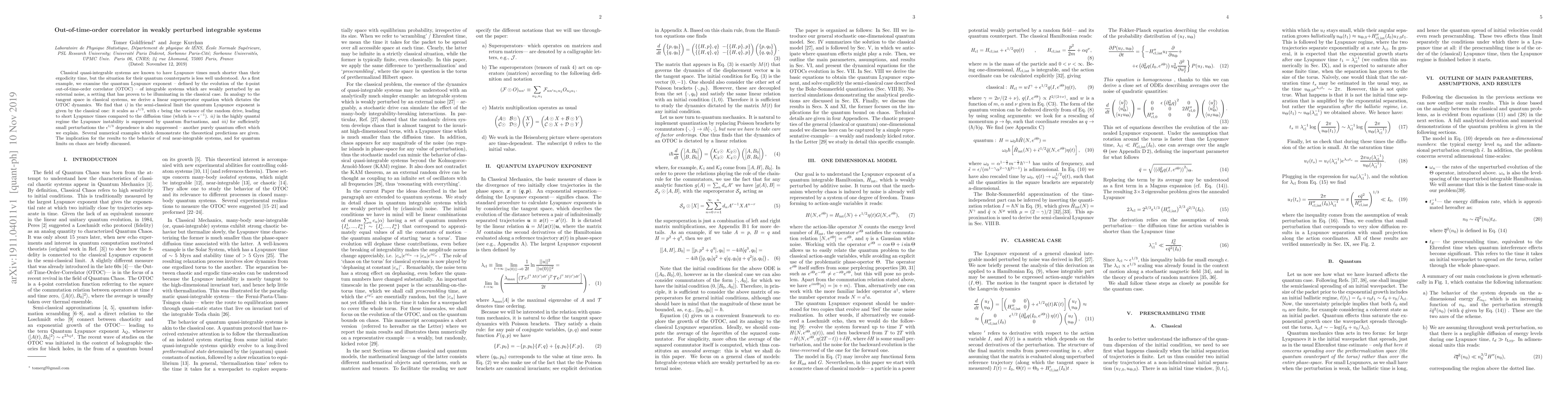 Thumbnail for Out-of-time-order correlator in weakly perturbed integrable systems