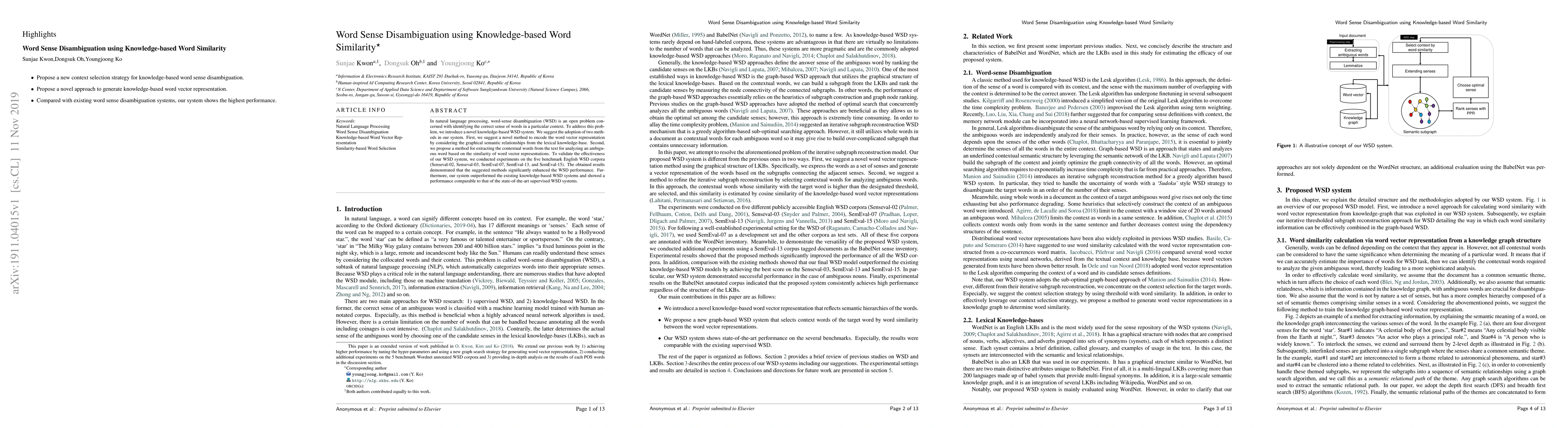 Thumbnail for Word Sense Disambiguation using Knowledge-based Word Similarity