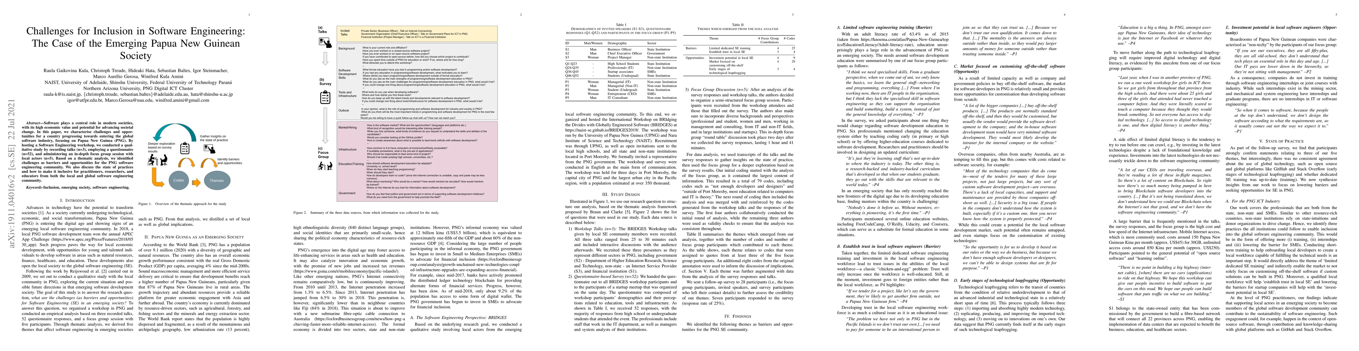 Thumbnail for Challenges for Inclusion in Software Engineering: The Case of the
  Emerging Papua New Guinean Society