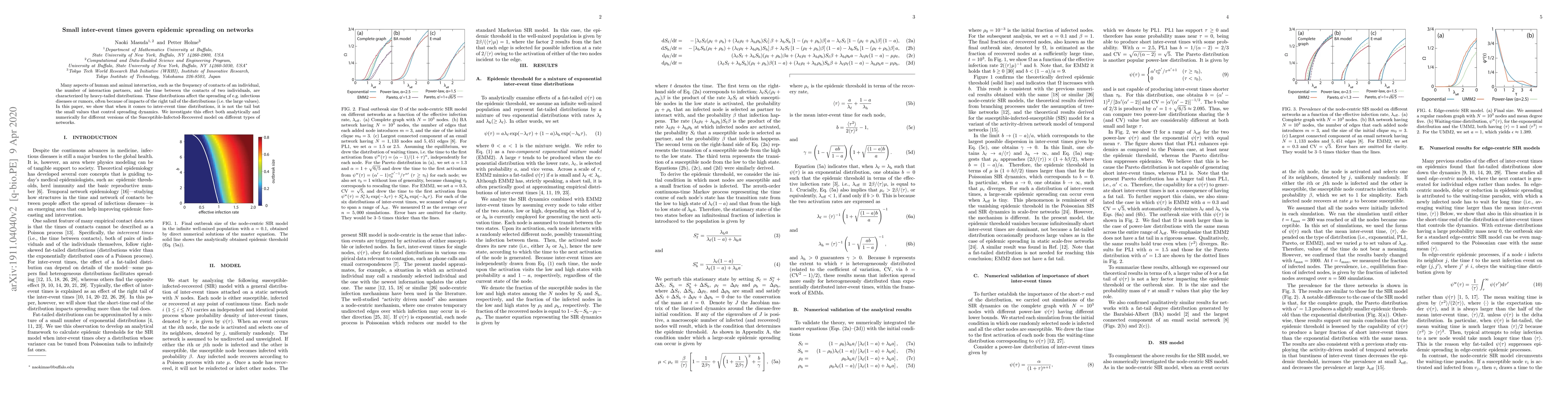 Thumbnail for Small inter-event times govern epidemic spreading on temporal networks