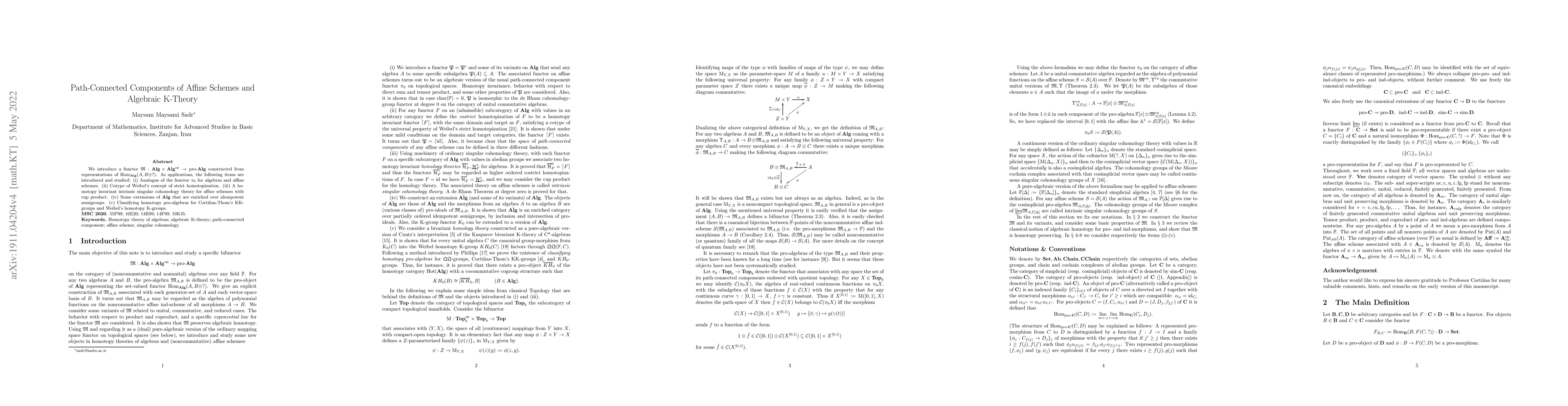 Thumbnail for Path-Connected Components of Affine Schemes and Algebraic K-Theory