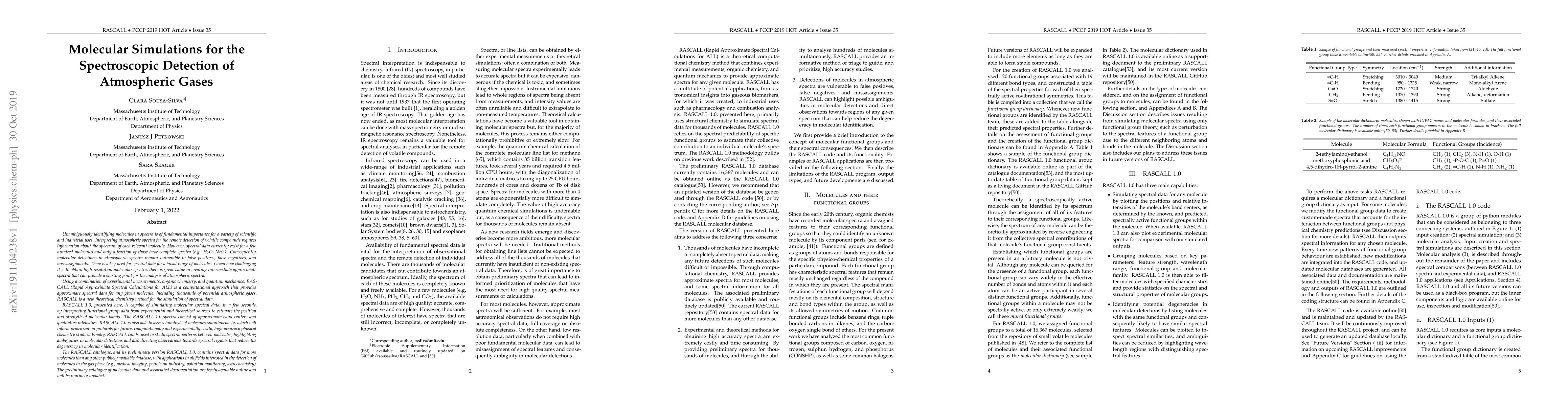 Thumbnail for Molecular Simulations for the Spectroscopic Detection of Atmospheric
  Gases