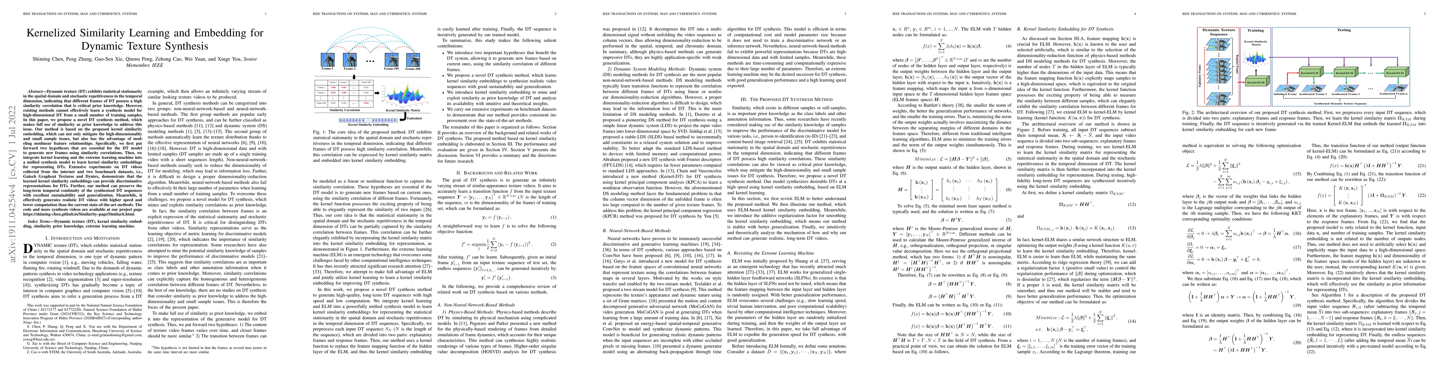 Thumbnail for Kernelized Similarity Learning and Embedding for Dynamic Texture
  Synthesis