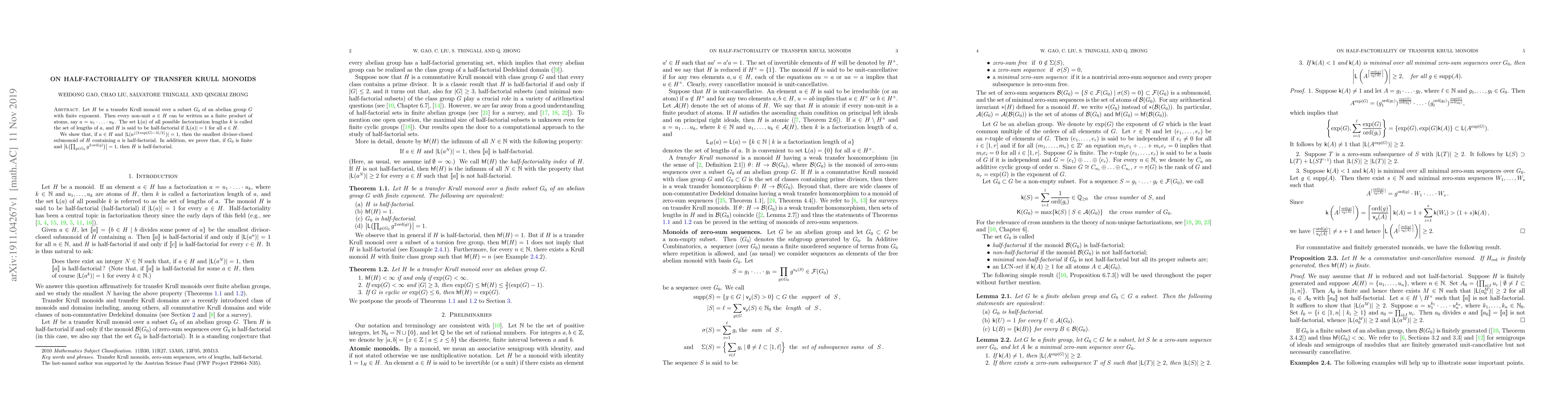 Thumbnail for On half-factoriality of transfer Krull monoids