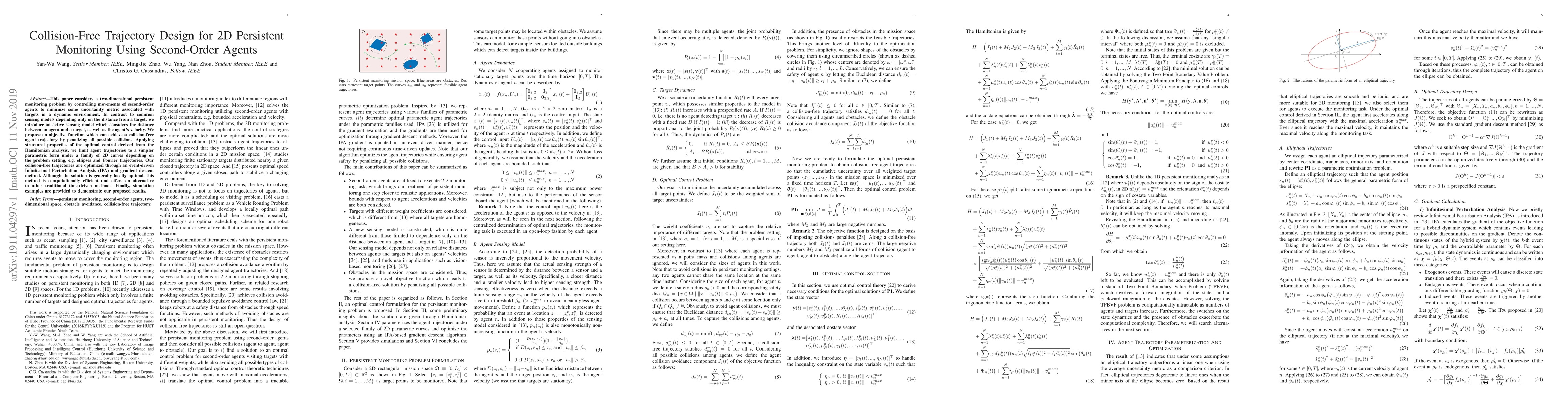 Thumbnail for Collision-Free Trajectory Design for 2D Persistent Monitoring Using
  Second-Order Agents