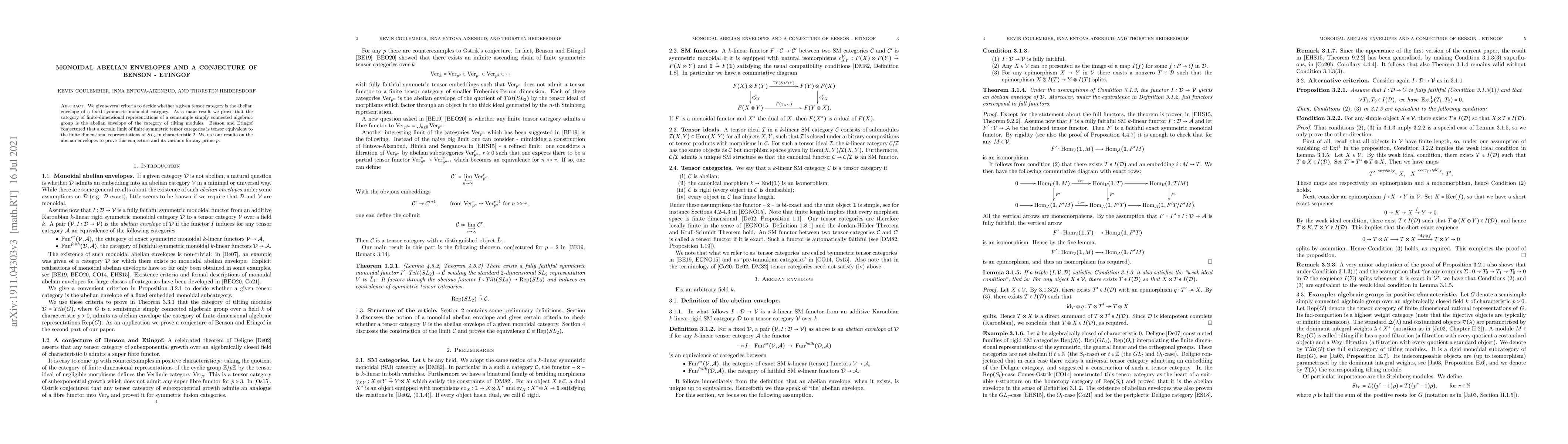 Thumbnail for Monoidal abelian envelopes and a conjecture of Benson--Etingof