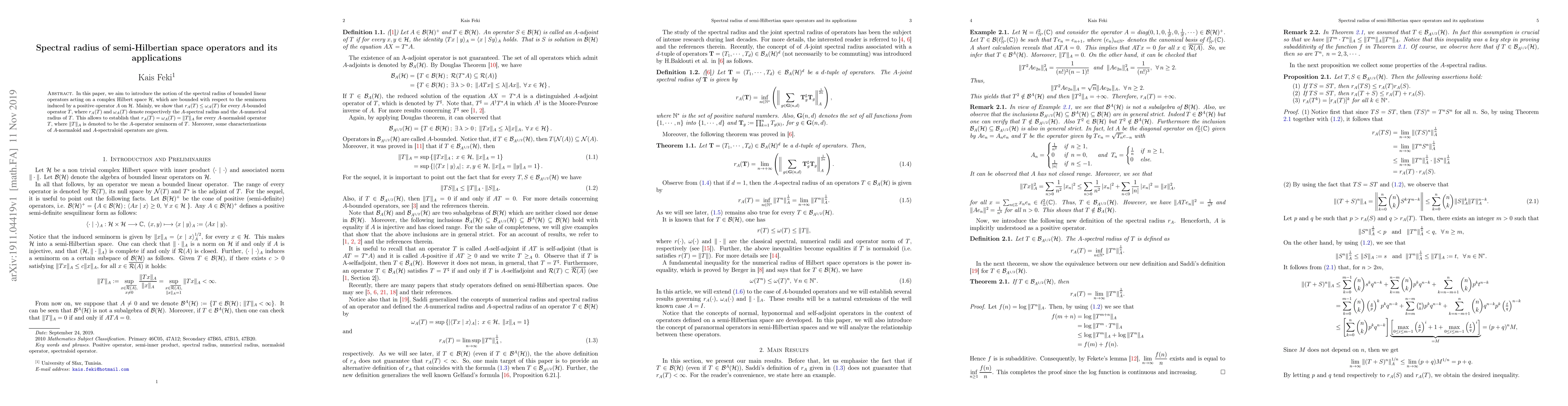 Thumbnail for Spectral radius of semi-Hilbertian space operators and its applications