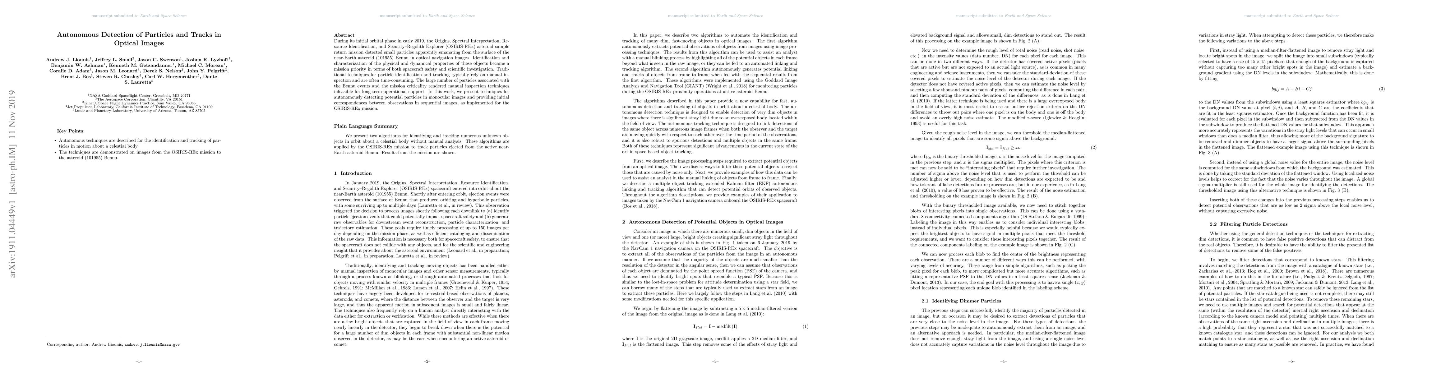 Thumbnail for Autonomous Detection of Particles and Tracks in Optical Images