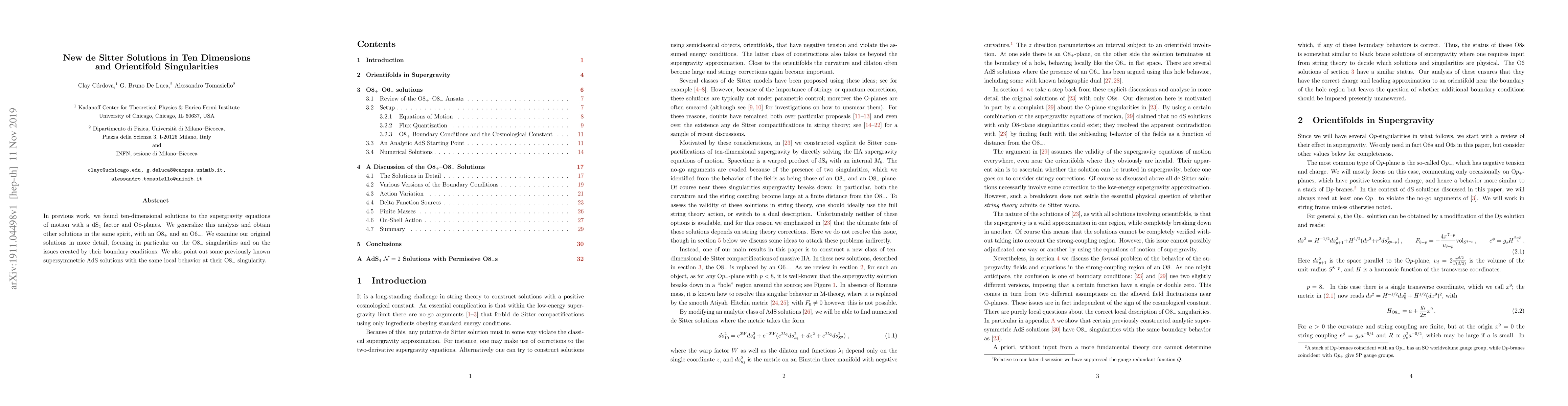 Thumbnail for New de Sitter Solutions in Ten Dimensions and Orientifold Singularities